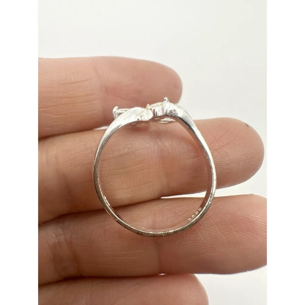 Sterling Silver 925 Dragonfly Ring with Clear Accents Size8.25